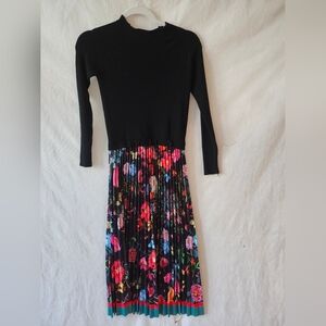 Dalia MacPhee Mixed Media Sweater Dress In Black/Multi